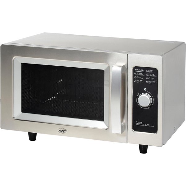 Nexel Commercial Microwave Oven, 0.9 Cu. Ft., 1000 Watts, Dial Control, Stainless Steel 242942